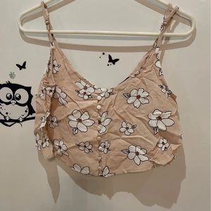 Brand New Forever 21 Pink Flowers With Buttons Cami Top